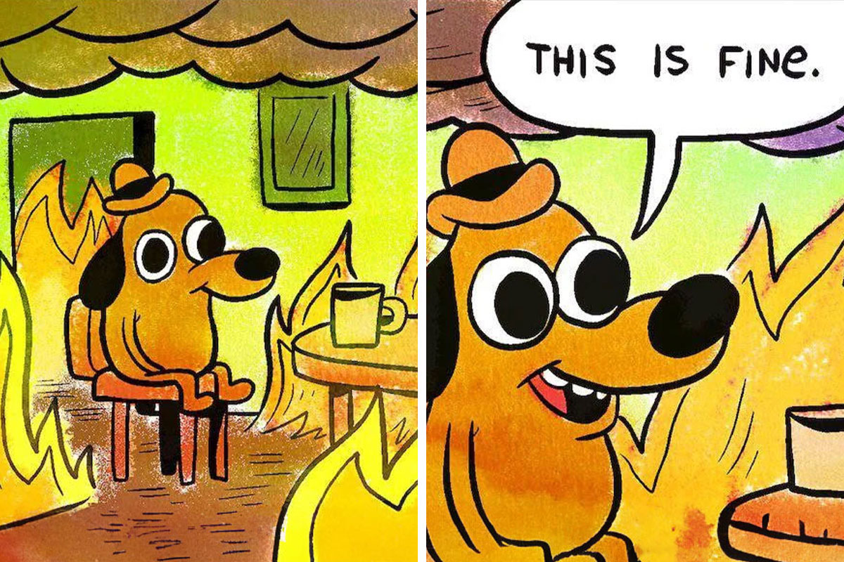 Мем «This is fine»: собака в горящей комнате
